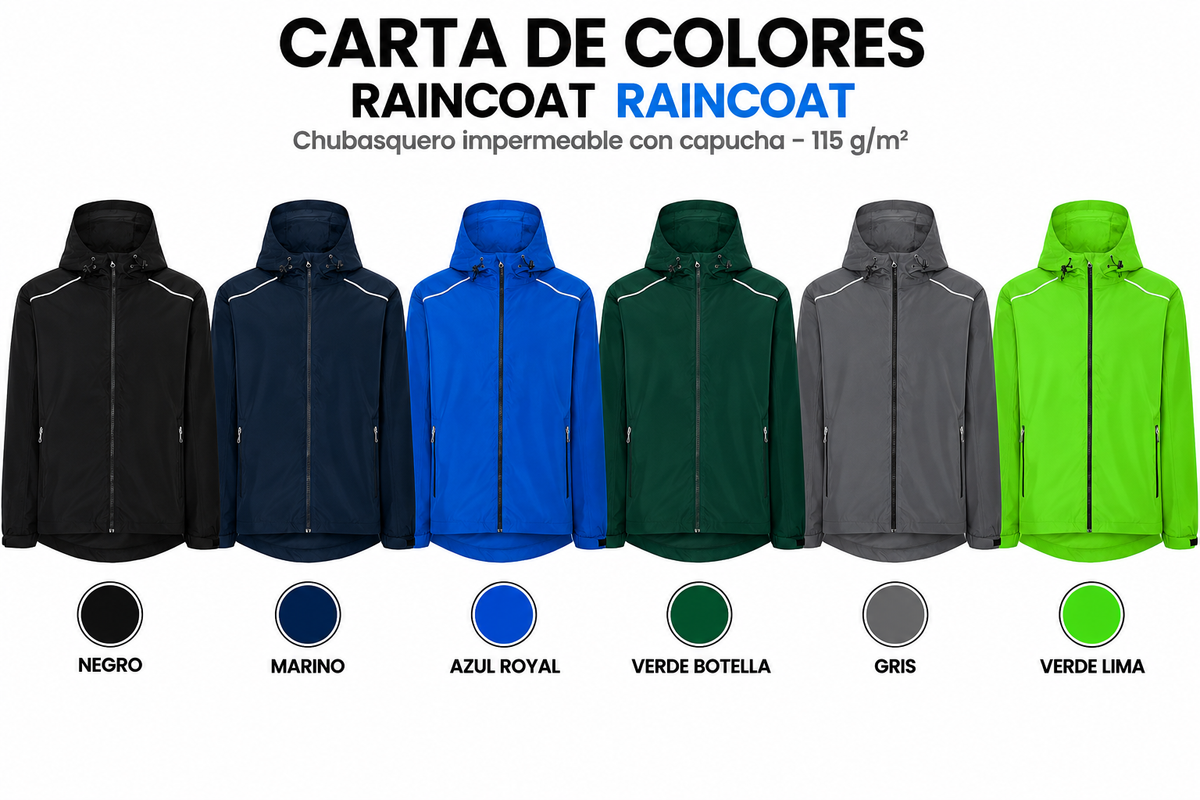 Chubasquero Impermeable Unisex Personalizable con Capucha – 115 g/m²