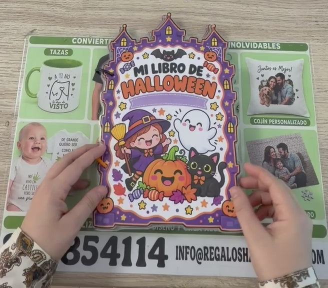 Libro de Halloween Infantil Artesanal con Velcro – 14 Actividades Educativas