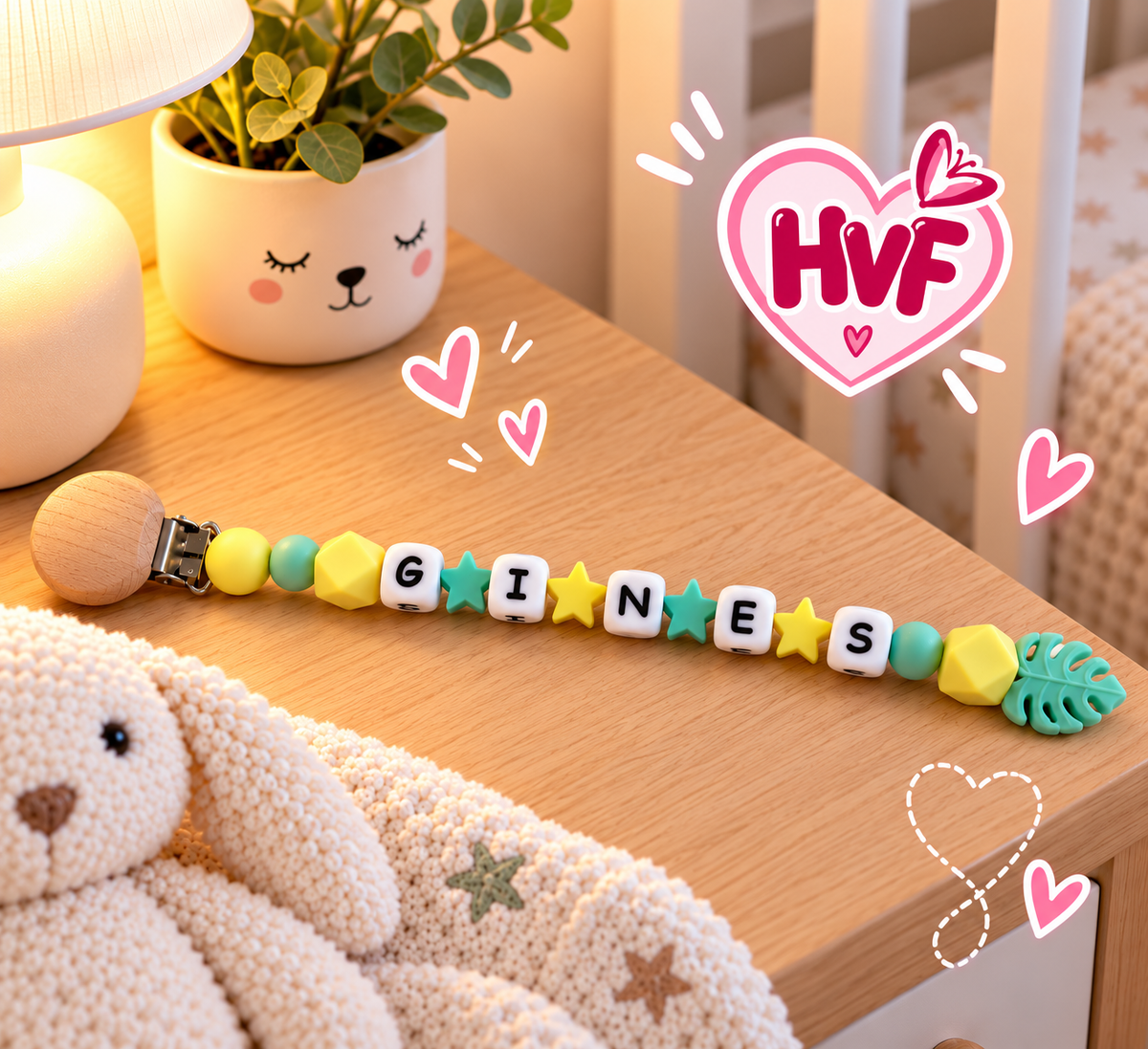 Chupetero personalizado con nombre para bebé – Hayvafamily