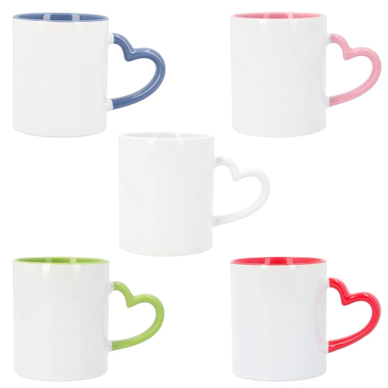 Taza para sublimación con asa corazón e interior de color