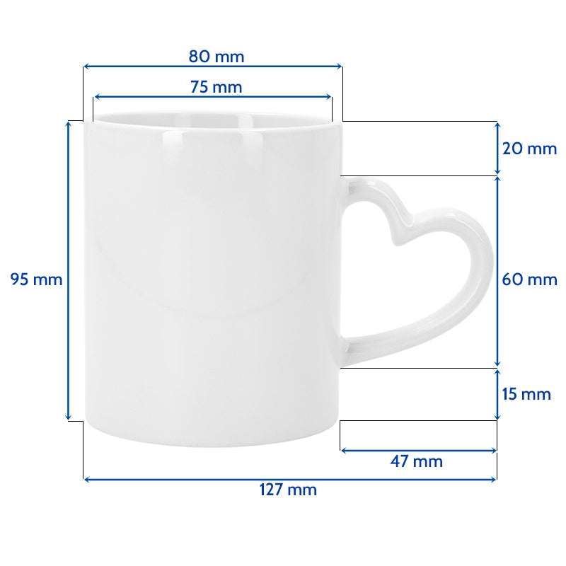 Taza para sublimación con asa corazón e interior de color